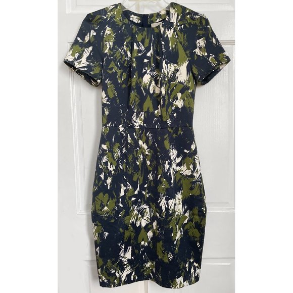 Jason Wu Dresses & Skirts - Jason Wu Printed Dress Art Print Navy Blue Green White Short Sleeve Office 2